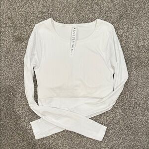 Lululemon White Ribbed Long Sleeve Top